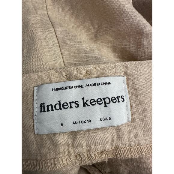 Finders Keepers Pants Belted Size US 6 Tan Linen and Cotton - Picture 2 of 12